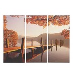 3 piece Lakeside Autumn Jetty Triptych Canvas 