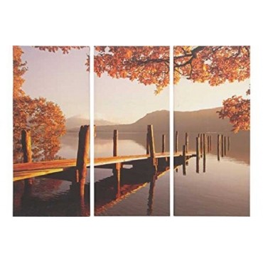 3 piece Lakeside Autumn Jetty Triptych Canvas 