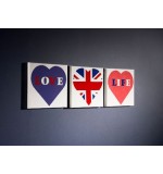 Wall Art Blue Love Life - set of 3 canvases